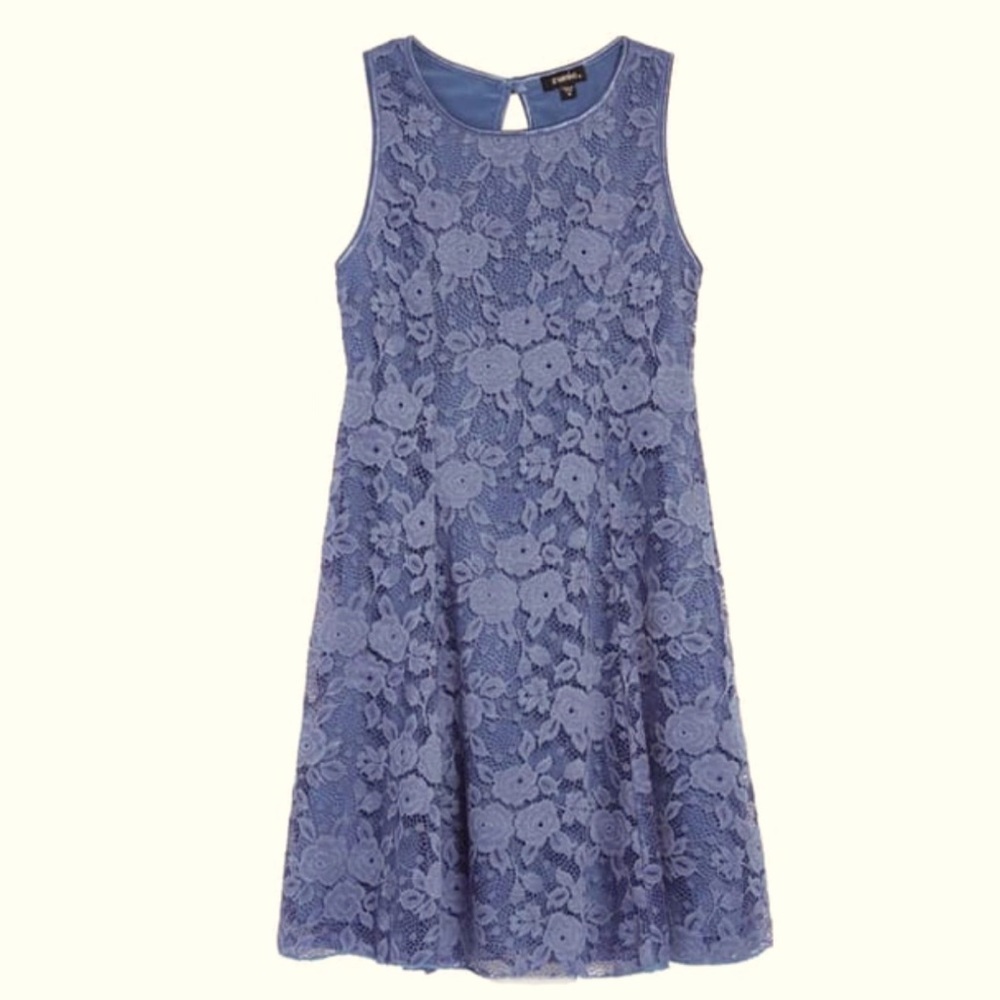 Zunie LACE FIT & FLARE DRESS IN BLUE size 10
